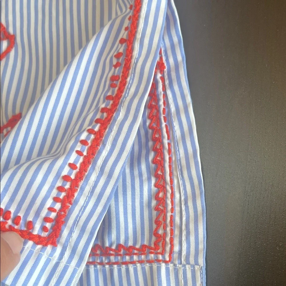 Gretchen Scott Designs Kids Casual Dress - White with Red Anchors